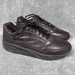 Brooks Addiction Walker Mens 10.5 B Narrow Burgundy Brown Leather Shoes 11032221